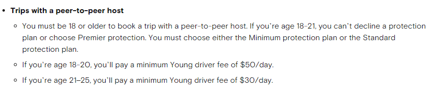 turo's young driver fee (underage fee) - a hidden fee