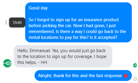 Chatting with Enterprise agent: Can you Add Insurance after Renting a Car on Enterprise